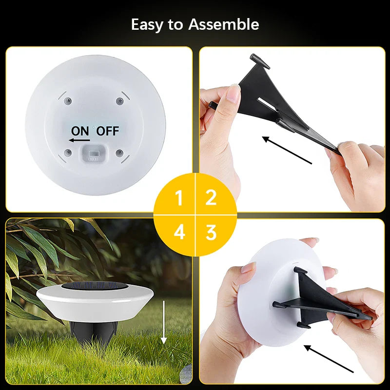 360° Ground Lighting for Garden and Pathways – Solar Ground Lights with 14 LEDs (Set of 4)