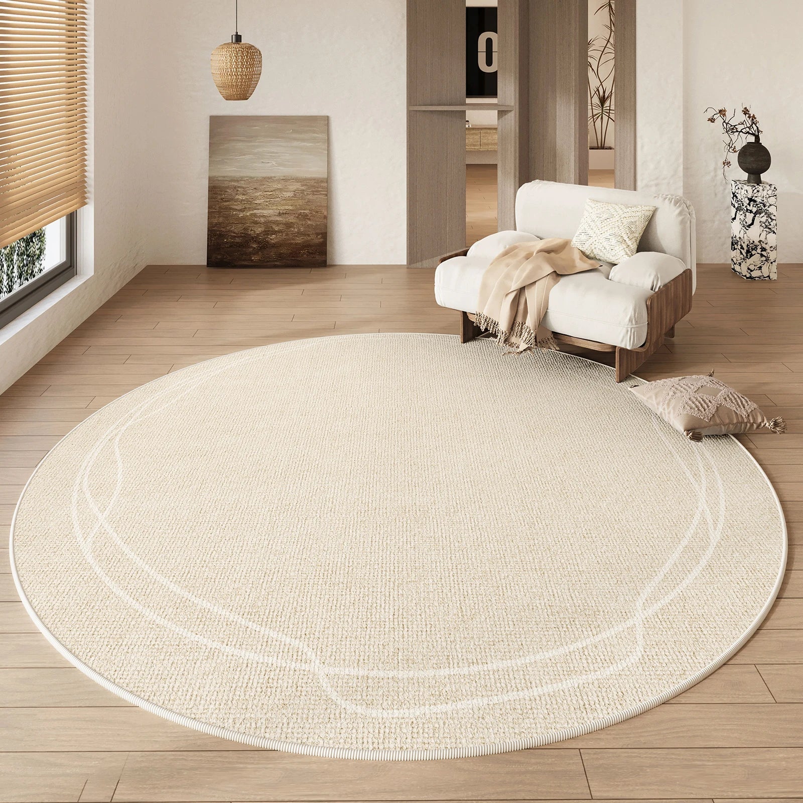Round non-slip rug for indoor use