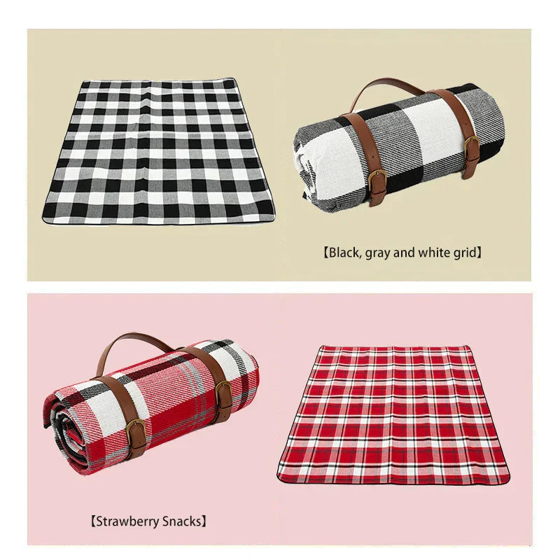 Comfortable Outdoor Relaxation for Picnics and Travel – Waterproof Picnic Blanket with Carrying Strap