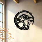 Decorative wall art for living room and hallway – Metal wall decoration with bonsai motif