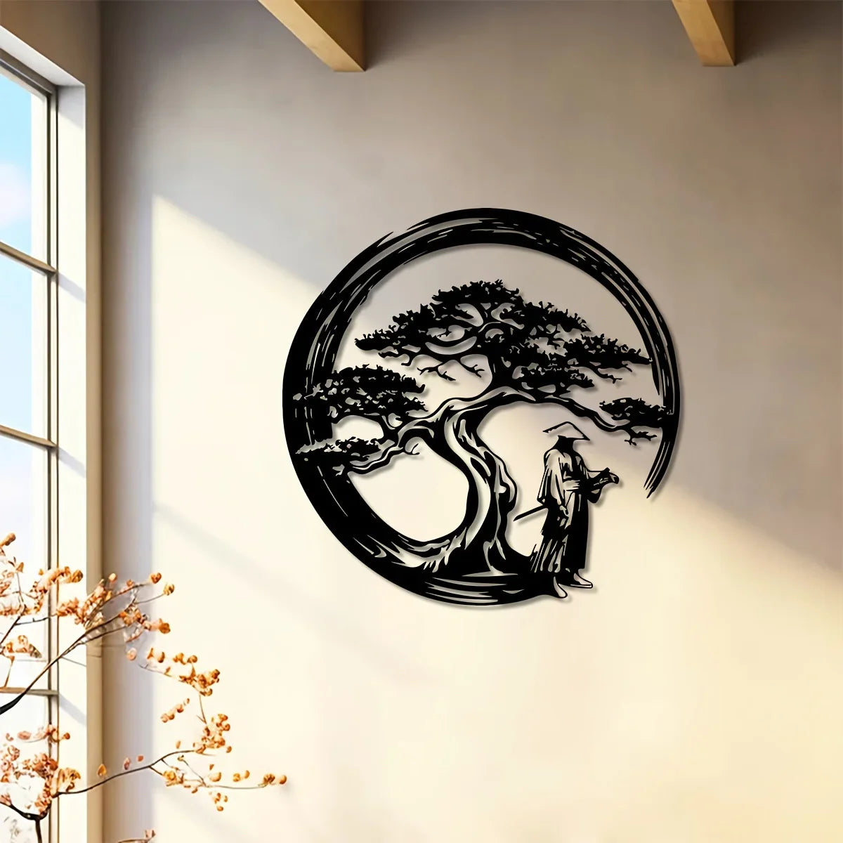 Decorative wall art for living room and hallway – Metal wall decoration with bonsai motif