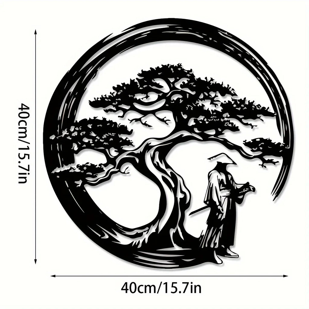 Decorative wall art for living room and hallway – Metal wall decoration with bonsai motif