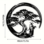 Decorative wall art for living room and hallway – Metal wall decoration with bonsai motif