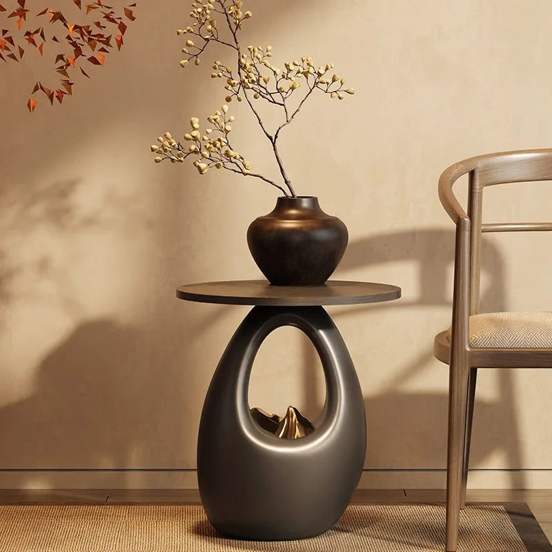 Practical storage for living room and bedroom – Round side table for indoor use