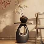 Practical storage for living room and bedroom – Round side table for indoor use