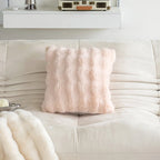 Decorative pillow in faux rabbit fur in solid color design