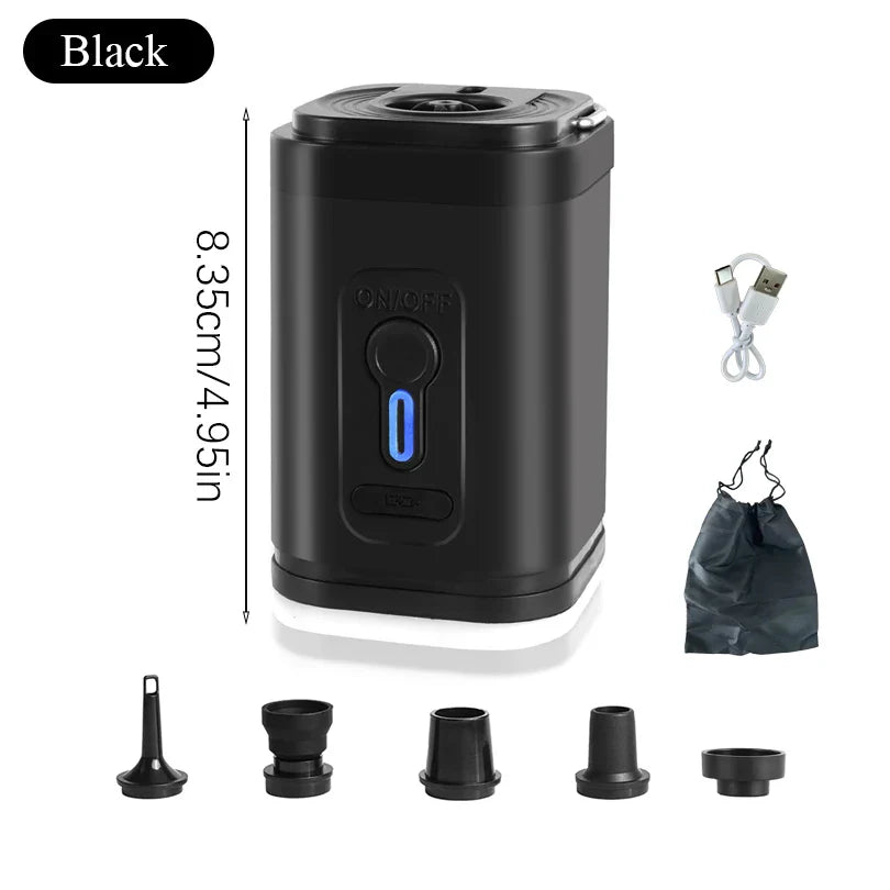 Portable Inflation for Camping and Travel – USB-C Electric Air Pump with 5 Nozzles