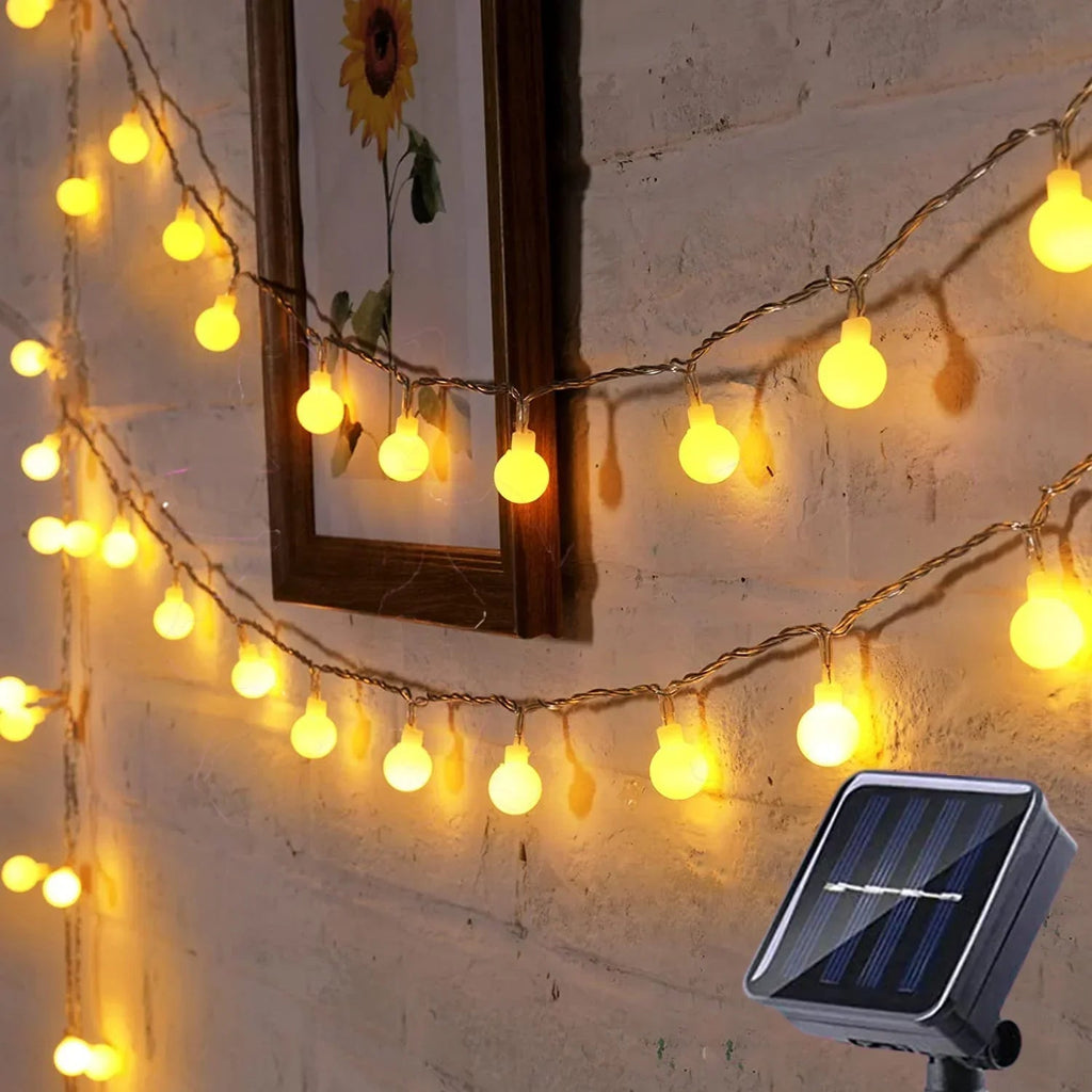 Ambient Outdoor Lighting for Garden and Patio – Solar String Lights with Warm White and Colorful Light