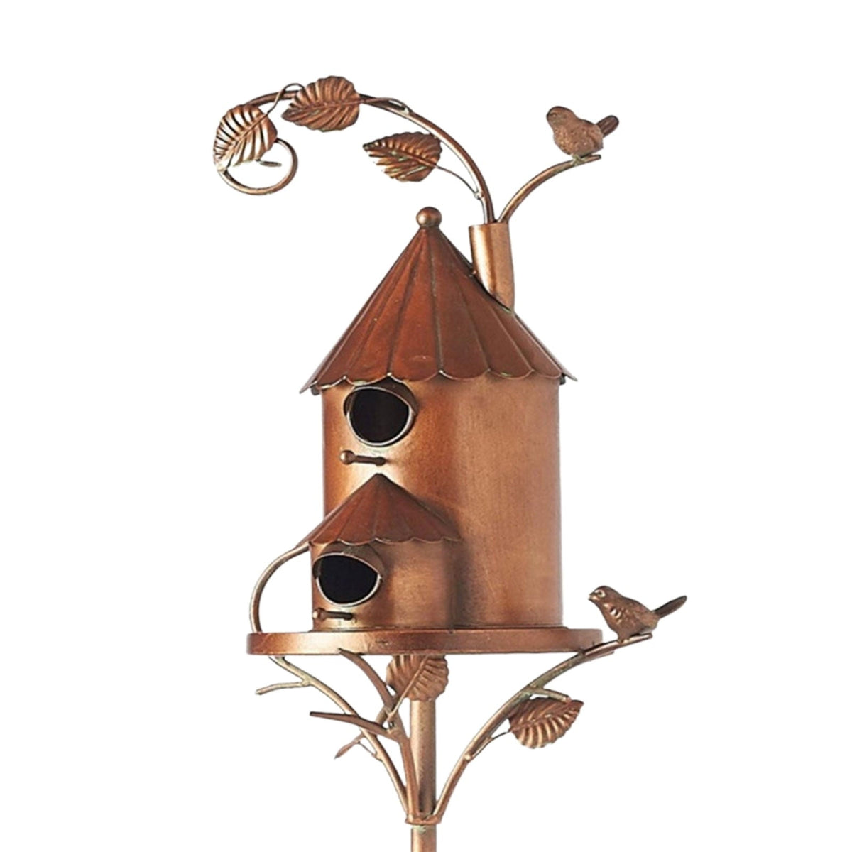 Decorative metal birdhouse garden stake – Vintage style