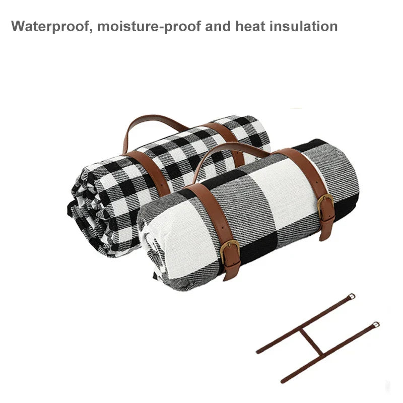 Comfortable Outdoor Relaxation for Picnics and Travel – Waterproof Picnic Blanket with Carrying Strap