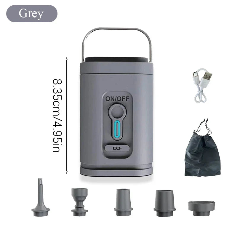 Portable Inflation for Camping and Travel – USB-C Electric Air Pump with 5 Nozzles