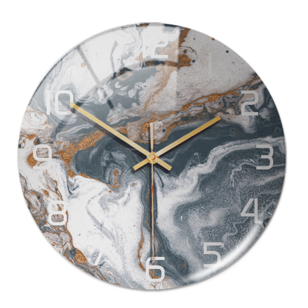 Wall clock with marble pattern for indoor use