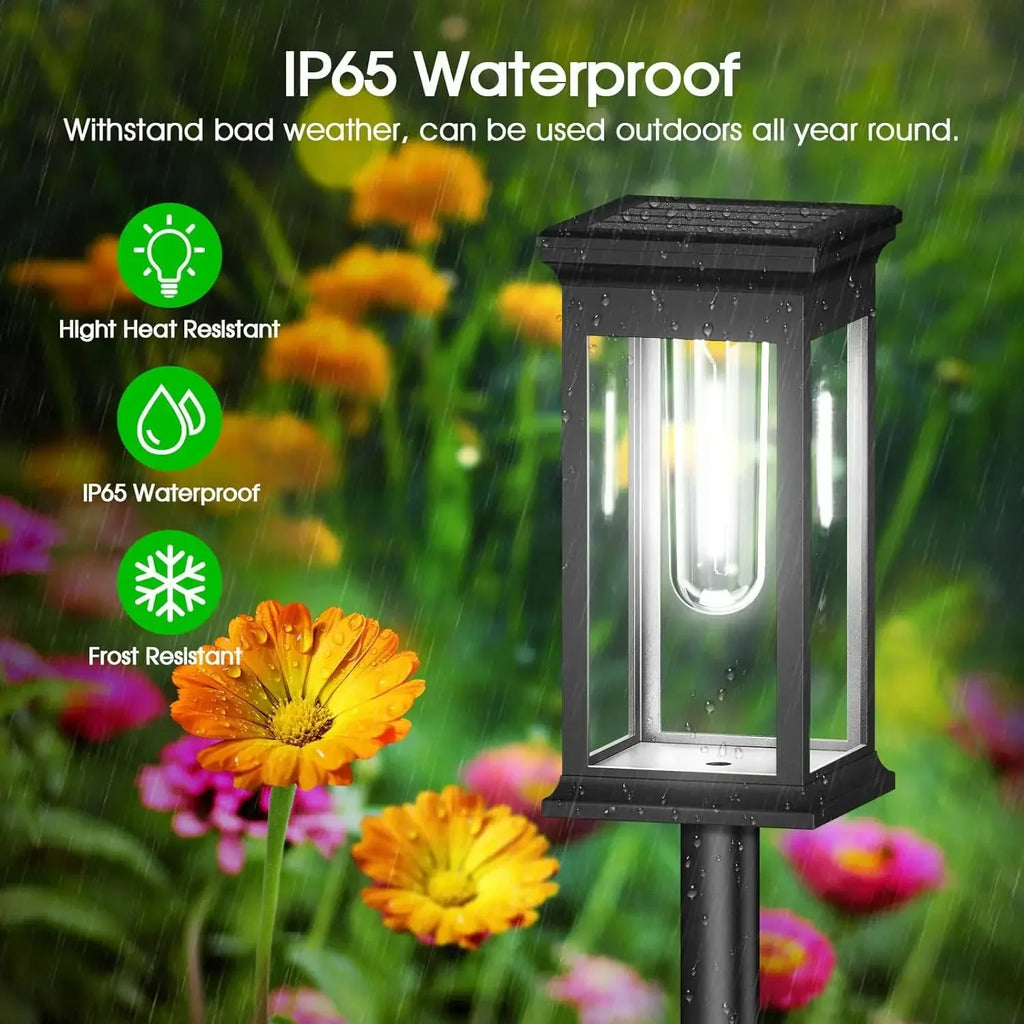 Decorative Pathway Lighting for Garden Walkways – Solar Lantern Path Lights with Filament Design (Set of 2)