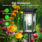 Decorative Pathway Lighting for Garden Walkways – Solar Lantern Path Lights with Filament Design (Set of 2)