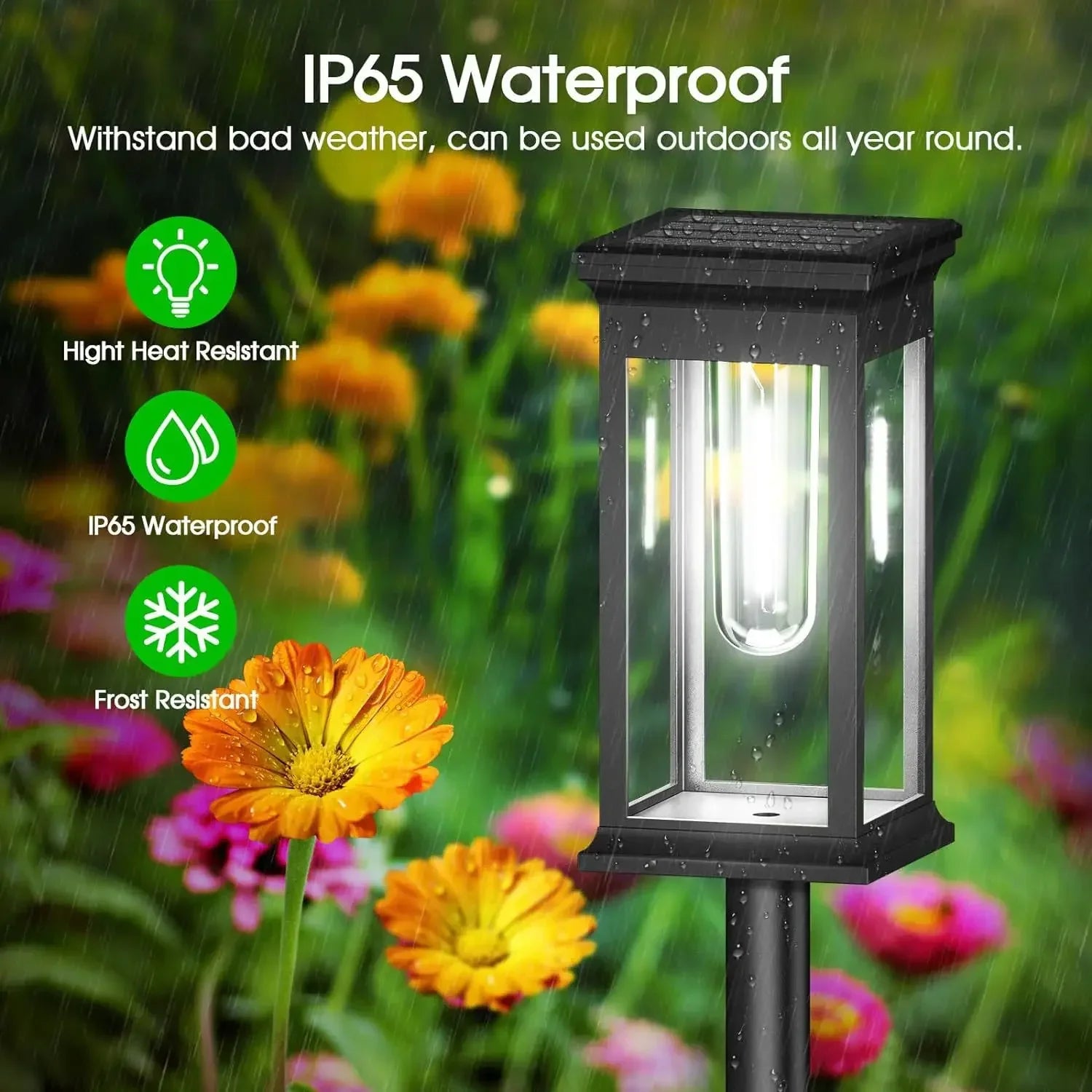 Decorative Pathway Lighting for Garden Walkways – Solar Lantern Path Lights with Filament Design (Set of 2)
