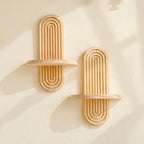 Wooden wall shelves with geometric design