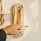 Wooden wall shelves with geometric design