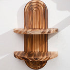Wooden wall shelves with geometric design