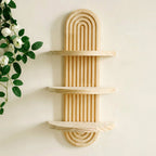 Wooden wall shelves with geometric design