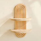 Wooden wall shelves with geometric design