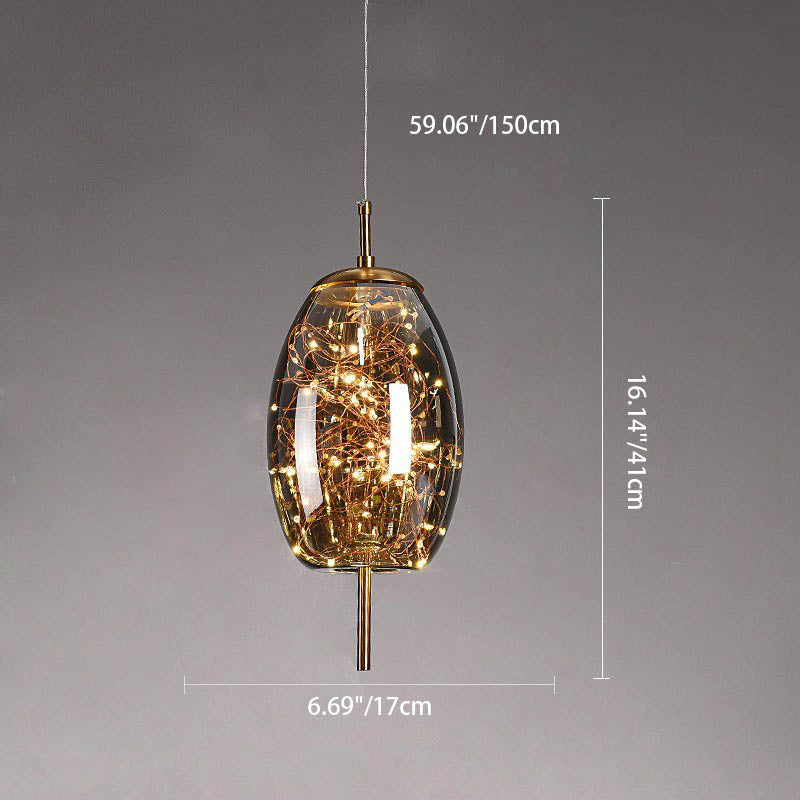 Skandinavisk LED Pendellampe i Glas med Varmt Design – Amber eller Antracitgrå