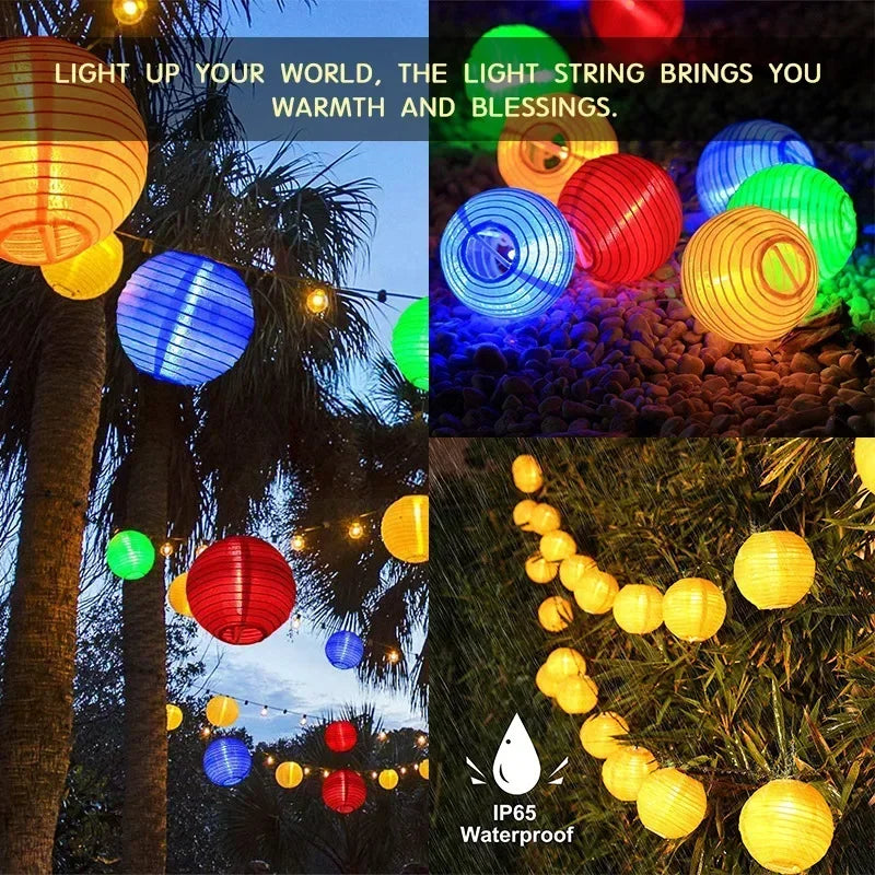 Waterproof Outdoor Lighting for Garden and Patio – Solar Lantern String Lights with LED