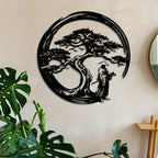 Decorative wall art for living room and hallway – Metal wall decoration with bonsai motif