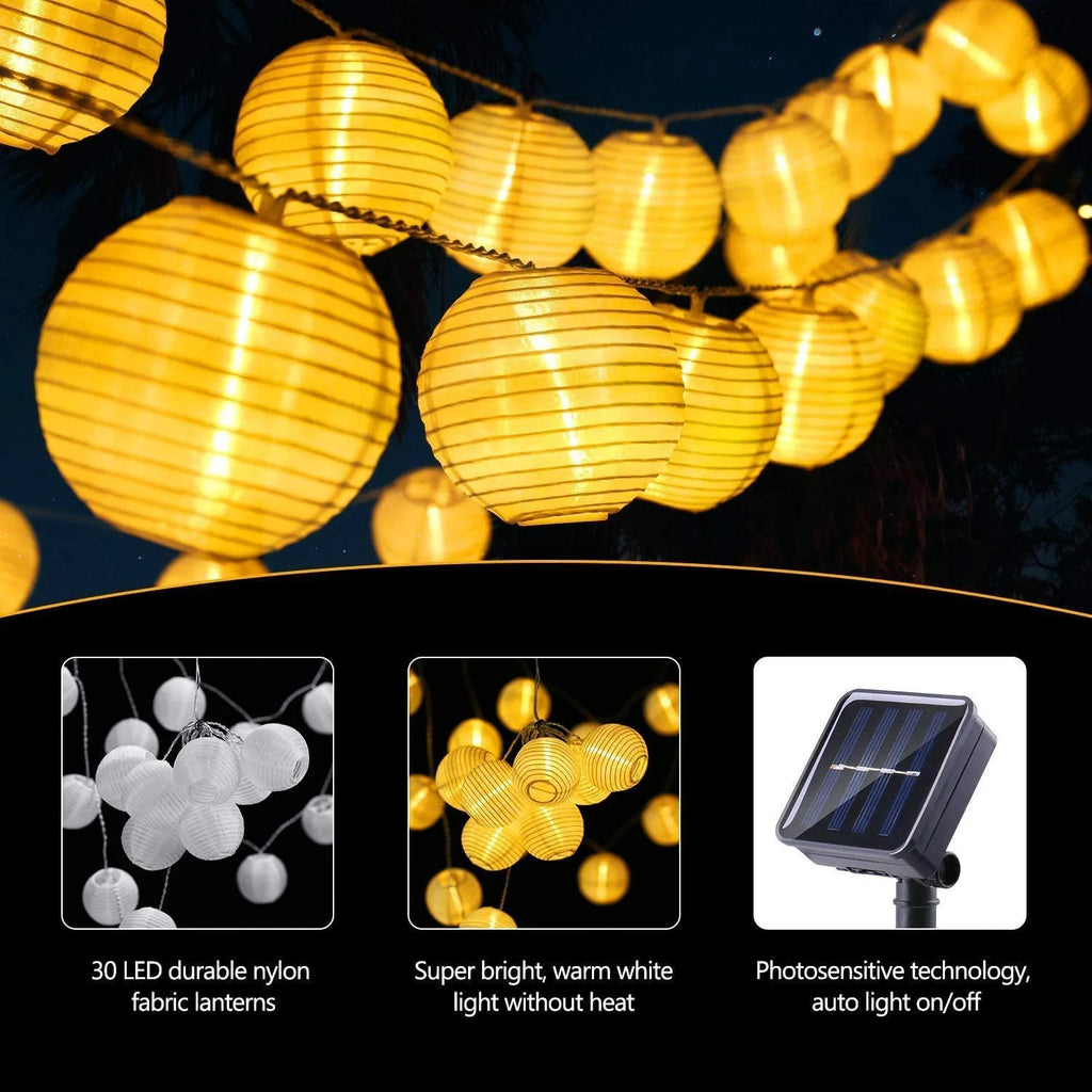 Waterproof Outdoor Lighting for Garden and Patio – Solar Lantern String Lights with LED