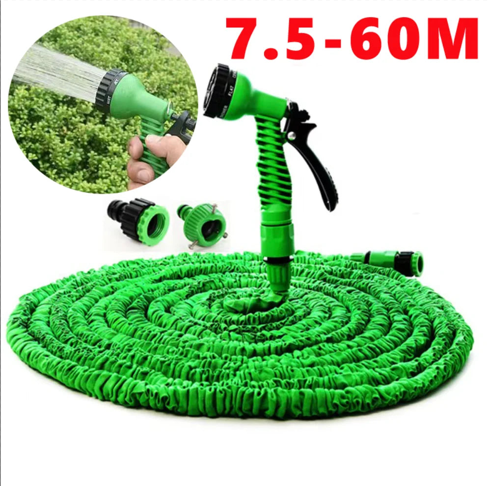 Flexible Garden Watering for Outdoor Spaces – Expandable Garden Hose with 7-Function Spray Gun
