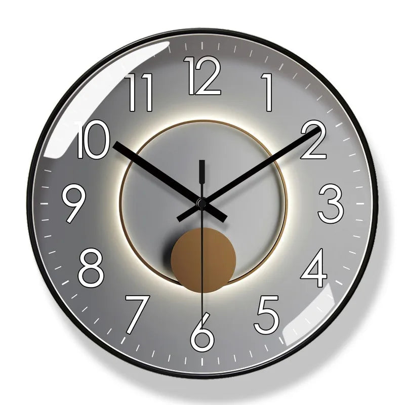 Round wall clock with LED lights for indoor use