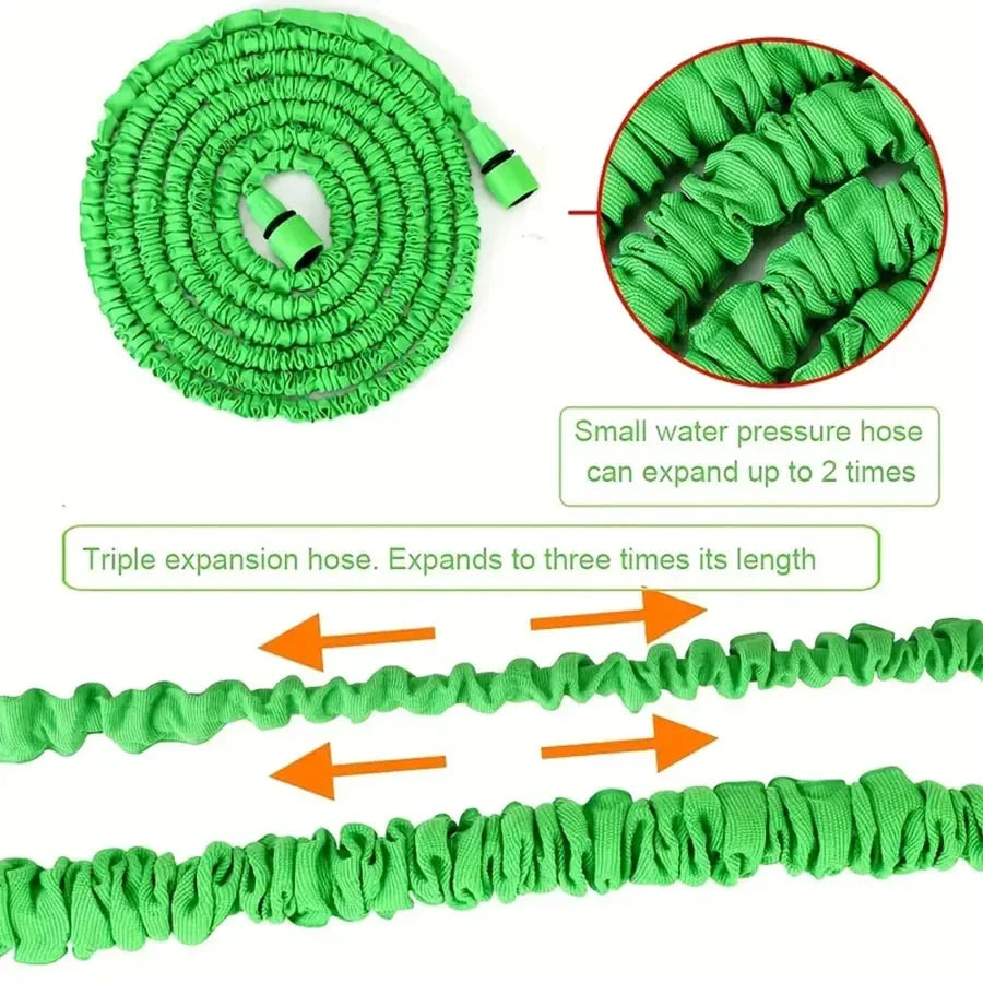Flexible Garden Watering for Outdoor Spaces – Expandable Garden Hose with 7-Function Spray Gun