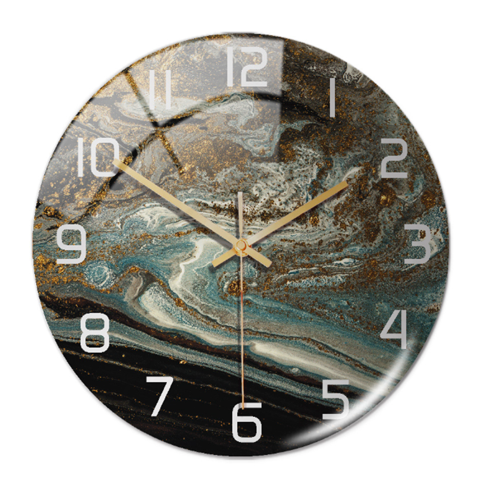 Wall clock with marble pattern for indoor use