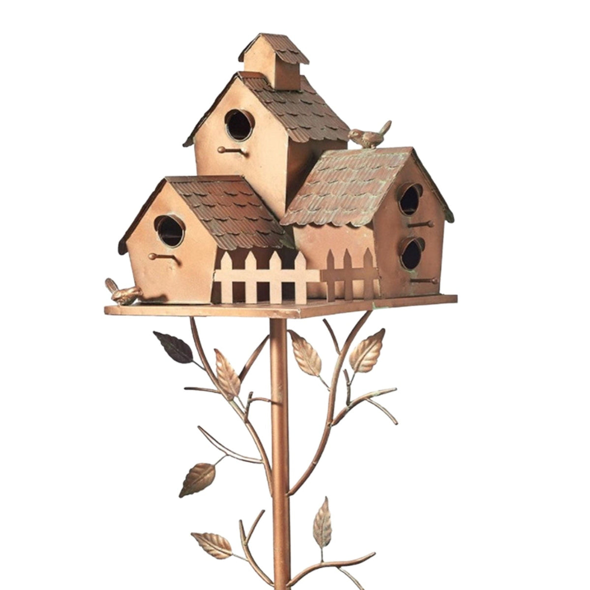 Decorative metal birdhouse garden stake – Vintage style