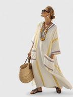 Light maxi dress for summer and vacation – Loose dress with striped design for women