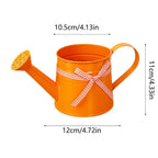 Decorative Garden Accent for Home and Outdoor Spaces – Metal Watering Can with Ribbon Bow