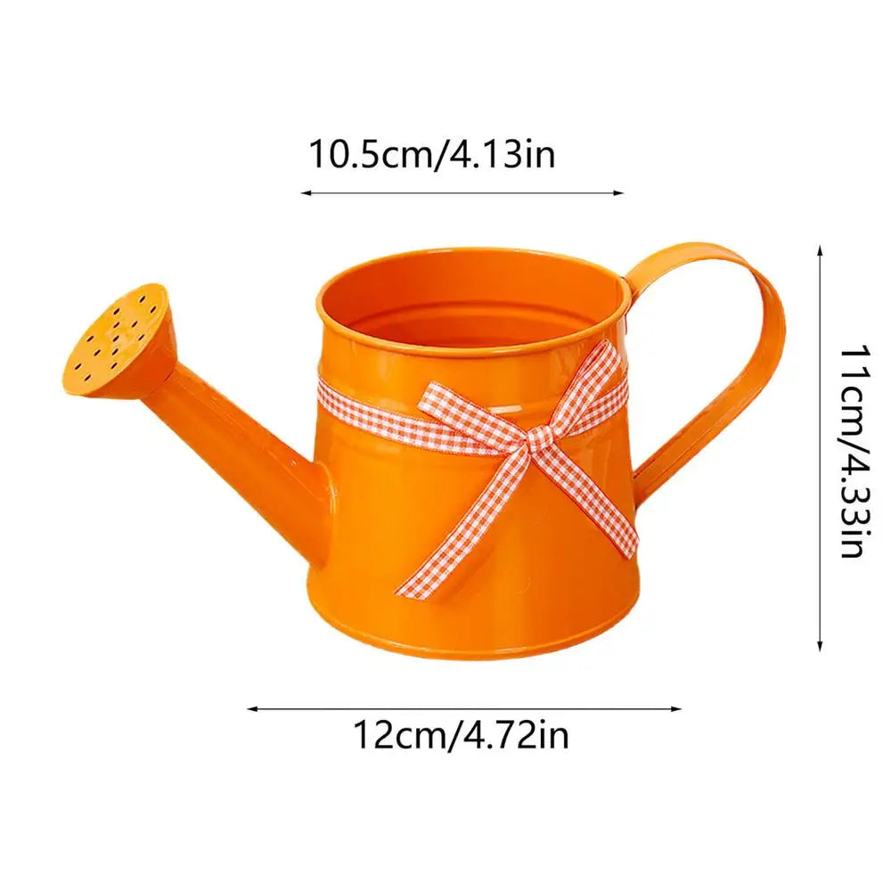 Decorative Garden Accent for Home and Outdoor Spaces – Metal Watering Can with Ribbon Bow