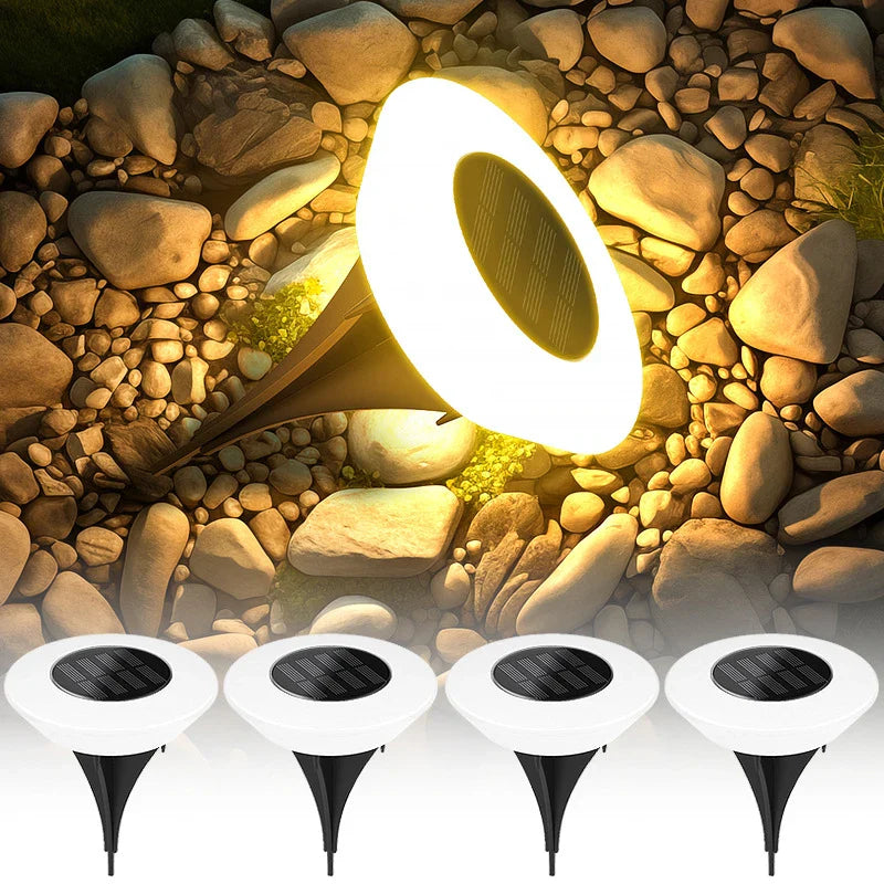 360° Ground Lighting for Garden and Pathways – Solar Ground Lights with 14 LEDs (Set of 4)