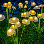Decorative Garden Lighting for Outdoor Spaces – Solar Mushroom Lights with Swinging Heads (Set of 2)