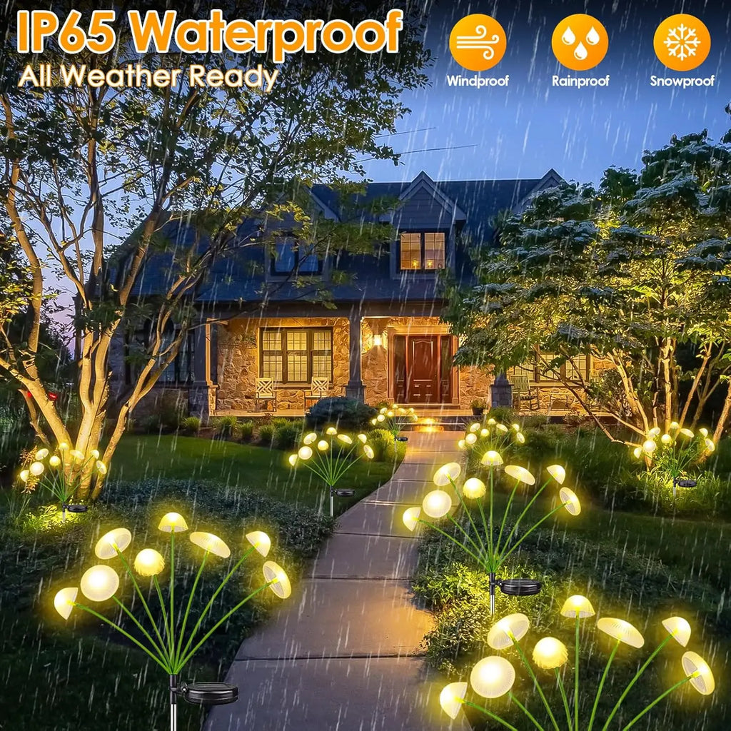 Decorative Garden Lighting for Outdoor Spaces – Solar Mushroom Lights with Swinging Heads (Set of 2)