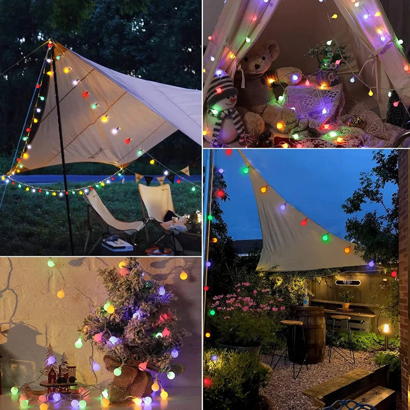 Ambient Outdoor Lighting for Garden and Patio – Solar String Lights with Warm White and Colorful Light