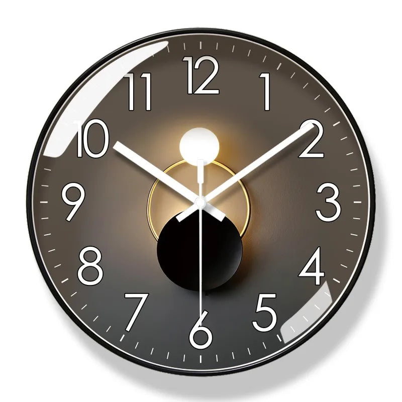 Round wall clock with LED lights for indoor use