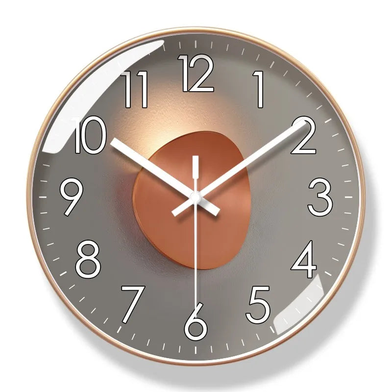 Round wall clock with LED lights for indoor use