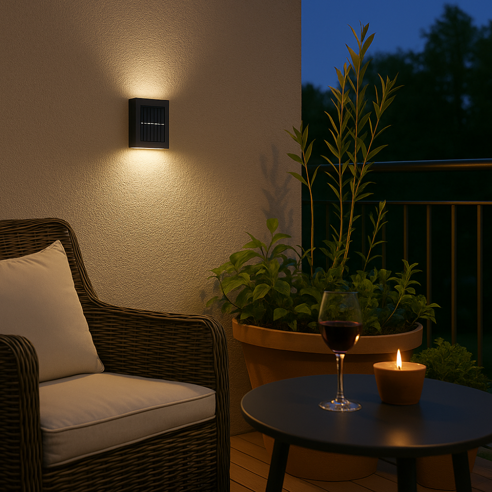 Wireless Outdoor Wall Lighting for Garden and Patio – Solar LED Wall Lamp with Warm Light (4 Pack)