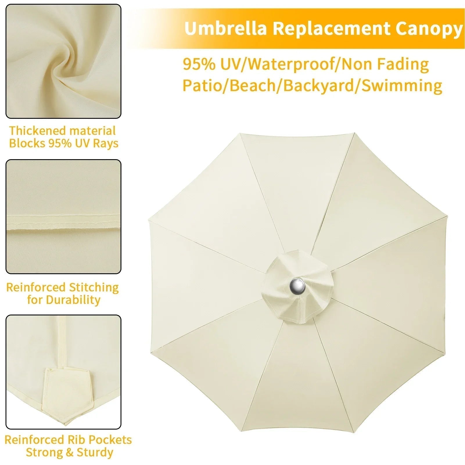 Weather-Resistant Shade for Garden and Patio – Replacement Parasol Cover with Ventilation Opening