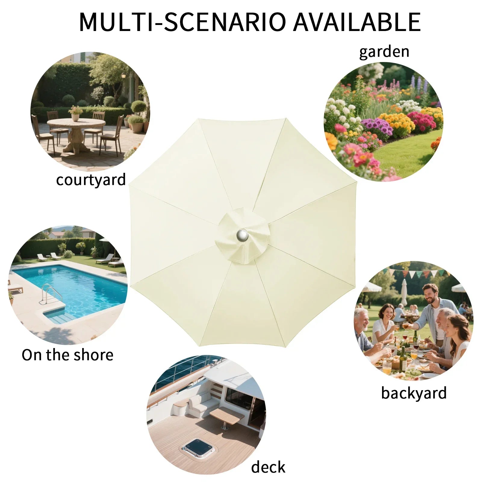 Weather-Resistant Shade for Garden and Patio – Replacement Parasol Cover with Ventilation Opening