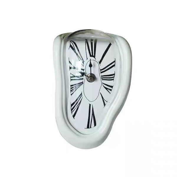 Wall clock with melted design for indoor use