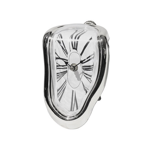 Wall clock with melted design for indoor use