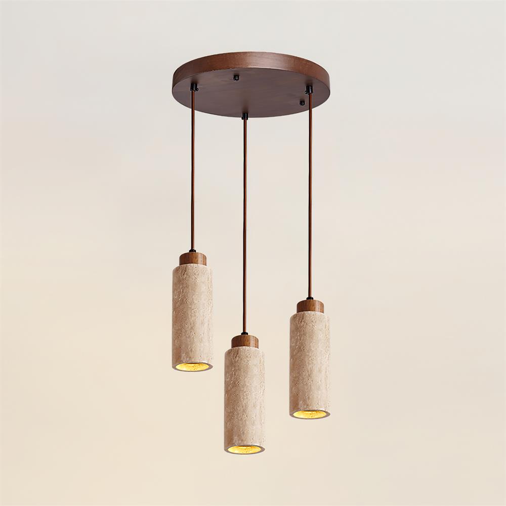 Natural ceiling lighting for living room and dining area – Pendant lamp in natural travertine stone