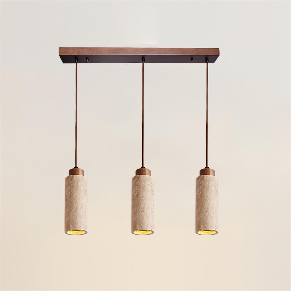 Natural ceiling lighting for living room and dining area – Pendant lamp in natural travertine stone