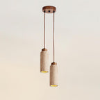 Natural ceiling lighting for living room and dining area – Pendant lamp in natural travertine stone